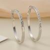Pendientes de aguja de plata con forma de círculo grande, personalizados, sencillos y exagerados, con incrustaciones de diamantes, nuevos pendientes de moda con hebilla para todas las combinaciones con diseño de nicho femenino.