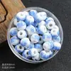 Aplicações Redondas Contas de Cerâmica 8mm Contas de Porcelana Azul e Branca Material para Pulseira DIY Contas Soltas de Cerâmica Saquinho Pulseira Acessórios Atacado