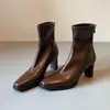 Botas de Tacón Delgado Silenciosas Versátiles Chuyuji para Viajar Botines de Tacón Alto Piel Suave Punta Fina Elásticas Adelgazantes Nuevo Modelo Otoño/Invierno