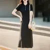 Outono/Inverno 2026 Novo Vestido de Malha Andy de Veludo com Renda Gola Redonda Manga Curta Cor Sólida Feminino Cintura Alta Midi