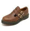 Envío Transfronterizo Botas Martin Casuales Versátiles para Mujer de Cuero Genuino Color Marrón Caballo Loco Talla 35-42 Zapatos Pequeños de Cuero Genuino Color Marrón Caballo Loco con Doble Hebilla para Mujer