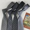 Corbata Gris y Negra para Hombre, Corbata de Algodón de Alta Gama Estilo Coreano Atada a Mano de Color Sólido Rayada para Mujer, Corbata Casual Estilo Británico Universitario sin Corbata