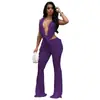 11062 Moda Cruzada Europeia e Americana da Amazon Macacão Feminino Sem Mangas com Nó Torcido Sexy Decotado Revelador da Cintura Slim-Fit Novo