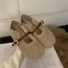 Zapatos de pelo de moda versátiles estilo hada para mujer, ropa exterior, invierno 2026, nuevos, suaves, de suela plana, forrados de felpa, zapatos Mary Jane
