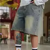 Shorts Jeans Masculino Verão 2026 Europeu e Americano Marca da Moda High Street Vintage Solto Casual Simples Sem Elasticidade Comprimento Médio