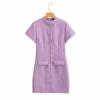 Vestido holgado morado fragante de manga corta 2367