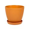 Vaso de Flor de Plástico Redondo Listras Verticais PP Material Novo Vaso de Plantio Fundo Recortado Vaso para Suculentas com Prato Suprimento Transfronteiriço