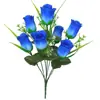 Fábrica de Origen Flor de Rosa Artificial Brote de Primavera de 7 Cabezas Venta al por Mayor Ramo de Flores Artificiales Evento de Boda Arte Floral Personalizable