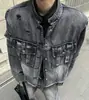 Diseño Original de Nicho Tejido Plisado Desestructurado Conjunto de Mezclilla Jeans Retro Dos Piezas 2026 Hip Hop