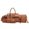 Bolsa de sogra com padrão de cobra contrastante transfronteiriça, conjunto de seis peças, tendência da moda, bolsa feminina, ombro, portátil, bolsa feminina grande