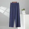 Calças Masculinas de Algodão Soltas, Calças Casuais Finas de Tamanho Grande, Calças de Perna Larga, Calças de Corte Reto, Calças de Casa, Calças de Pijama, Cintura Elástica