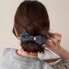 Pinza de Plátano con Lazo Estampado de Leopardo Retro Pasador para el Cabello Pinza Vertical para Mujer en la Parte Posterior de la Cabeza Pasador de Gama Alta Accesorios para el Cabello de Otoño e Invierno