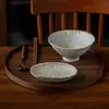 Set de tazón de ramen y plato con sombrero cónico japonés para una persona, vajilla para el té de la tarde, plato de postre, plato pequeño para el hogar, plato para aperitivos de restaurante
