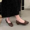 Zapatos Planos de Punta Cuadrada Estilo Coreano con Escote Bajo 2026 Nuevo Modelo Estilo Hada Nocturna Zapatos Bajos de Abuela Zapatos de Ballet