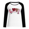 Europeu e Americano Dia dos Namorados de manga comprida top feminino AMOR Dia dos Namorados AMOR impresso algodão Raglan camisa de assentamento atacado