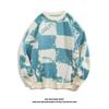 Suéter a cuadros con diseño de moda nacional de otoño e invierno con sentido de combinación de colores para hombres y mujeres, suéter de marca de moda de estilo coreano, suéter ins