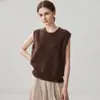 Chaleco de punto grueso sin mangas en capas para otoño e invierno para mujer, cuello redondo con bordes de flecos, estilo holgado y casual, chaleco de cachemira