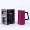 Taza de cerveza estilo brasileño de gran capacidad 304 de acero inoxidable de doble pared con aislamiento al vacío de 24 oz con asa, logo personalizable
