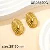 Pendientes Pendientes de Lujo Accesible Popular Retro Transfronterizos Acero Inoxidable Oro de 18 Quilates Acero de Titanio Chapado en Oro Textura en Relieve Rayas de Corazón