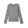 Nova Roupa Feminina de Outono e Inverno Tencel Lyocell Base de Lã Camada Base Feminina Gola Redonda Lã Quente Interna Manga Longa Top