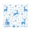 Decoraciones navideñas, pegatinas de vidrio de ciervos nevados de invierno, arreglo de escena para ventana de centro comercial, pegatinas electrostáticas de copo de nieve azul