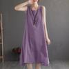 Cross-border AliExpress Algodão Linho Sem Mangas Colete Vestido Feminino Verão Novo Plus Size Solto Midi Vestido para Mulheres