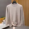 Suéter grueso de cuello alto medio para hombre de otoño e invierno, camiseta interior de punto casual de color liso de alta calidad