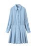 Vestido Camisa a Rayas Runqi Tallas Grandes Estilo Universitario Ceñido a la Cintura 8886 Falso Dos Piezas Menta Mambo Vestido Camisa Largo