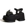 Sandalias de Tacón Alto para Mujer 2026 Verano Nuevo Estilo Strass Plateado Suela Gruesa Tacón Grueso Zapatos que Aumentan la Altura Moda Versátil Zapatos para Exteriores