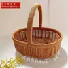 Cesta de Picnic Tejida de Mimbre Sintético con Forma de Lingote, Cesta Portátil para Verduras, Cesta de Mimbre, Cesta para Recoger Champiñones al Aire Libre, Canasta de Regalo, Cesta Tejida