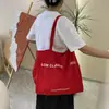 Set Bolsa de Lona Rayada Doble Cara Estilo Coreano Moda Bolso Tote Casual Bolso de Hombro Simple Versátil Gran Capacidad