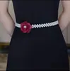 Corrente Elástica de Cintura com Pérolas e Camélias Francesas Acessórios para Roupas Cintos com vestido Cintura Antiga Elegante de Alta Qualidade para Mulheres