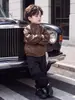 Chaqueta de Cuero con Cuello Alto para Niños de Primavera y Otoño, Estilo Coreano, Chaqueta de Motocicleta Elegante y a la Moda para Niños, Tops para Niños Pequeños