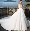 Comércio Exterior Vestido de Casamento Vestido de Noiva 2026 Novo Manga Longa Ombro a Ombro Estilo Coreano Cauda Longa Cetim Renda Vestido de Casamento