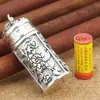 Plata de Ley S925 108 Cuentas Bolsita Ping An Caja Tallada a Mano Flor de Peonía Colgante de Collar Sherita para Hombres y Mujeres