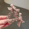 Pinza para el pelo de corazón rosa con lazo y pedrería, pinza lateral, pasador, pinza para flequillo, pasador para mujeres