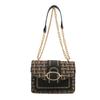 Bolsa Pequena Estilo Coreano Feminina 2024 Nova Elegante Versátil Corrente Bolsa Quadrada Pequena Verão Cor Contrastante Lã Bolsa de Ombro Único Transversal