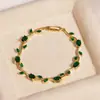 Pulseira de cristal com folhas e pétalas multicoloridas, moda transfronteiriça mais vendida, acessório de mão em camadas com folha e tulipa, luxo leve