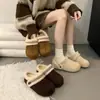 Zapatillas de Felpa de Algodón para Mujer, Estilo Dulce, Suela Plana, Lazo, Nuevas para Otoño e Invierno, Cálidas para Exteriores, Estilo Hada