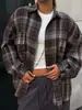 Camisa de Cuadros para Mujer Primavera y Otoño Casual Holgada Mangas Largas Tops Juventud Americana Moderna Retro Chaquetas Holgadas