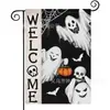Bandera de Jardín de Halloween Más Vendida de Amazon con Estampado de Calavera Material de Lino Decoración de Fiesta Americana Bandera de Jardín