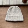 Hilo de Bouclé Mezclado con Lana Gorro de Invierno Cálido para Mujer Gorro de Punto Invierno Blanco Beige Cara Brillante