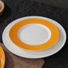 Padrão de Linha em Relevo Jantar de Bife Louça Prato Redondo High-End Luxo Leve Prato Doméstico Prato de Cerâmica para Massa Cor Sob Esmalte