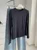 Camiseta confortável com gola redonda e mangas compridas, toque de cashmere, para mulheres, novo estilo de outono, elástica, versátil, modeladora, macia e amiga da pele, camada base