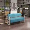 Sofá de Peluquería Silla de Espera Sofá de Acero Inoxidable Área de Descanso de Peluquería Sofá de Recepción Salón de Belleza Peluquería Exclusivo