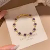 Galáxia Névoa Roxa~Pulseira com Pingente de Flor de Zircônia Gota d'Água Estilo Minimalista Coreano Ins Pulseira Joia de Luxo Leve de Alta Qualidade