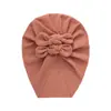 Gorro de punto liso para bebé transfronterizo con doble lazo, Gorro para bebé estilo indio, Gorro suave de algodón acanalado para bebé, Estilo Ins