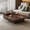 Mesa de Centro de Madera Maciza, Cuadrada, Minimalista, para Uso en el Hogar en la Sala de Estar, Sencilla, para Apartamentos Pequeños, de Estilo Antiguo, Mesa de Centro de Diseño Moderno Estilo Wabi-Sabi