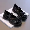 Zapatos Mary Jane de Cuero para Niñas, Nuevo Estilo Otoño, Moño, Suela Suave, Zapatos de Princesa, Bailarinas Francesas Elegantes para Niños