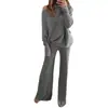 Pantalones Largos de Pierna Ancha de Cintura Alta con Cordón, Manga Larga Tipo Murciélago, Color Sólido Simple, Otoño e Invierno Nuevo, Transfronterizo Amazon Tiktok